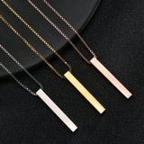 Rectangle Pendant Necklace Men Stainless Steel Chain Men Necklace Jewelry Gift