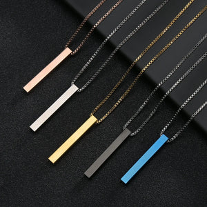 Rectangle Pendant Necklace Men Stainless Steel Chain Men Necklace Jewelry Gift