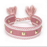 Braided Friendship Charm Bracelet Vintage Hand Embroidered Wedding Jewelry