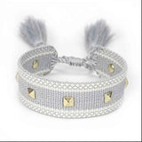 Braided Friendship Charm Bracelet Vintage Hand Embroidered Wedding Jewelry