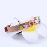 Stainless Steel Mesh Belt Bracelet Animal Unicorn Crystal Bead Bangle