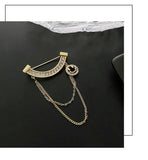 Cold Wind Titanium Steel Stone Women's Brooch Pin Tassel Corsage