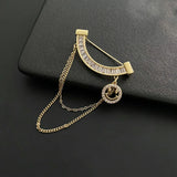 Cold Wind Titanium Steel Stone Women's Brooch Pin Tassel Corsage