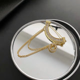 Cold Wind Titanium Steel Stone Women's Brooch Pin Tassel Corsage