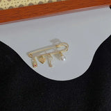 Delicate Personality Titanium Steel Pearl Key Lock Tassel Brooch