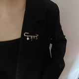 Delicate Personality Titanium Steel Pearl Key Lock Tassel Brooch