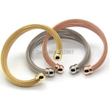 Women Bracelet Stainless Steel Multi-layer Rope Twisted Cable Bangle
