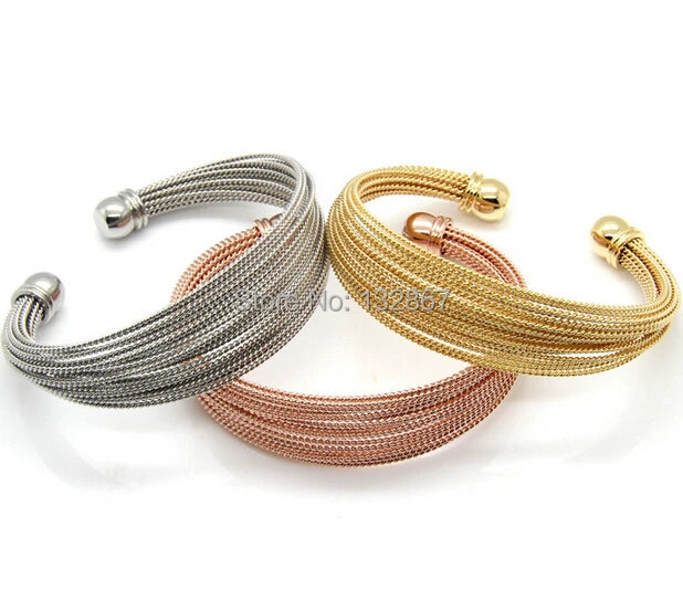 Women Bracelet Stainless Steel Multi-layer Rope Twisted Cable Bangle