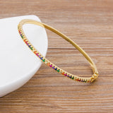 Charm Rainbow Bracelet Copper Zirconia Rhinestone Cuff Bangle