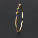 Charm Rainbow Bracelet Copper Zirconia Rhinestone Cuff Bangle