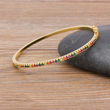 Charm Rainbow Bracelet Copper Zirconia Rhinestone Cuff Bangle