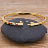 Charm Rainbow Bracelet Copper Zirconia Rhinestone Cuff Bangle