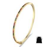 Charm Rainbow Bracelet Copper Zirconia Rhinestone Cuff Bangle