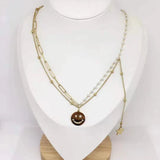 Double-layer Pearl Star Smiley Titanium Steel Necklace Female Unique Jewelry