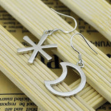925 Silver Moon Star Drop Earrings for Women Party Jewelry