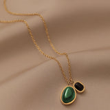 Agate Titanium Steel Necklace Pendant Gift Banquet Women Jewelry