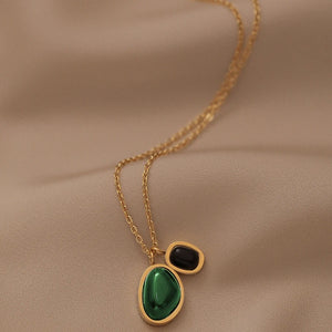 Agate Titanium Steel Necklace Pendant Gift Banquet Women Jewelry