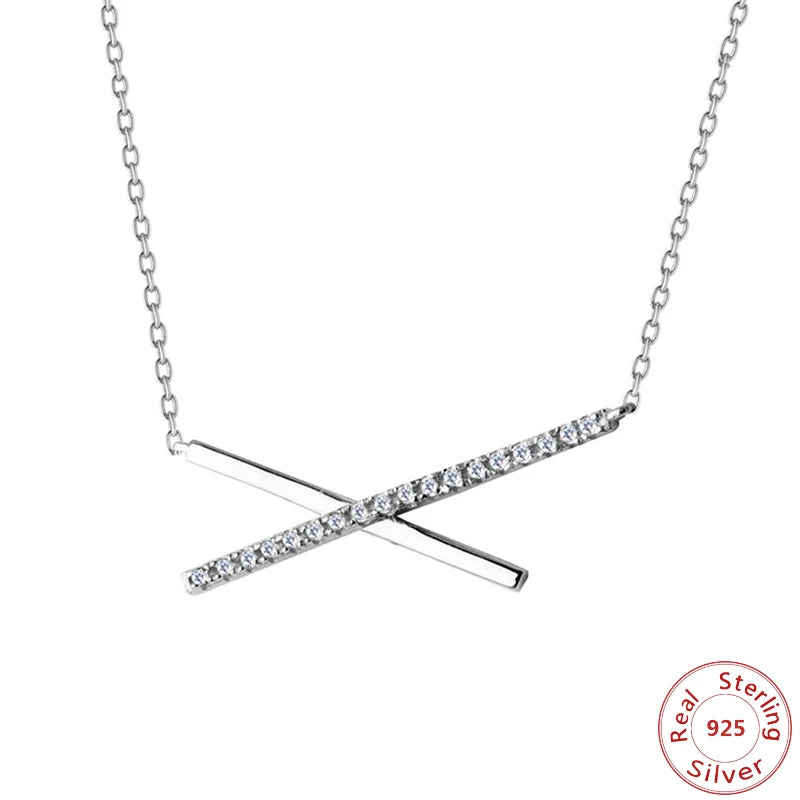 925 Sterling-Silver X Zirconia Wedding Necklaces For Women