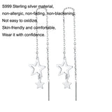 S999 Silver Star Tassel Earrings Hypoallergenic Women's Jewelry Gift