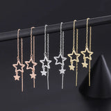 S999 Silver Star Tassel Earrings Hypoallergenic Women's Jewelry Gift