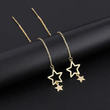 S999 Silver Star Tassel Earrings Hypoallergenic Women's Jewelry Gift