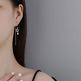 S999 Silver Star Tassel Earrings Hypoallergenic Women's Jewelry Gift