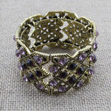 Vintage Alloy Metal Bracelet with Glass Crystal Beads