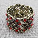 Vintage Alloy Metal Bracelet with Glass Crystal Beads