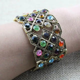 Vintage Alloy Metal Bracelet with Glass Crystal Beads
