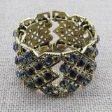 Vintage Alloy Metal Bracelet with Glass Crystal Beads