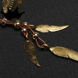 Boho Style Rope Chain Leaf Feather Pendant Necklace