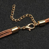 Boho Style Rope Chain Leaf Feather Pendant Necklace