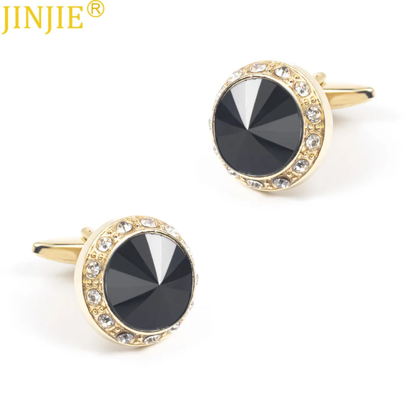Gold-Plated Crystal Cufflinks French Men's All-Match French Shirt Cufflinks