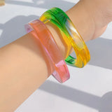Colorful Acrylic Resin Geometric Wide Square Bangle