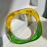 Colorful Acrylic Resin Geometric Wide Square Bangle