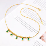 Green Crystal Stainless Steel Pendant Necklace for Women
