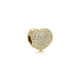 Romantic Heart Clip Pave Beads for Women's Charm Jewelry