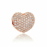 Romantic Heart Clip Pave Beads for Women's Charm Jewelry