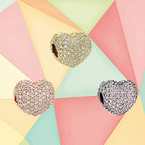 Romantic Heart Clip Pave Beads for Women's Charm Jewelry