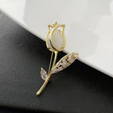 Titanium Steel Cat's Eye Tulip Women's Brooch Pins Jewelry