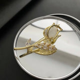 Titanium Steel Cat's Eye Tulip Women's Brooch Pins Jewelry