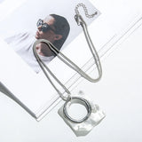 Geometry Metal Necklace Hollow Square Pendant