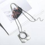 Geometry Metal Necklace Hollow Square Pendant