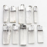 Stone Rectangle Gypsum Ore Pendant Square Necklace Plated