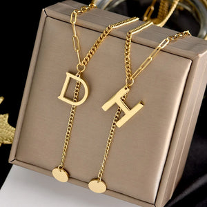Letter Pendant Necklace Charm Alphabet Necklaces for Women Jewelry