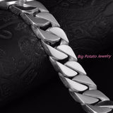 15MM Wide Men's Silver Stainless Steel Bracelet Heavy Chain Wristband