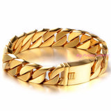 15MM Wide Men's Silver Stainless Steel Bracelet Heavy Chain Wristband