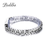 Stainless Steel Buddha Bracelet Chain Wristband 8.5MM Wide