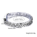 Stainless Steel Buddha Bracelet Chain Wristband 8.5MM Wide