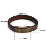 Men's Brown Leather Bracelet Stainless Steel Clasp 18.5/20.5/22.5cm